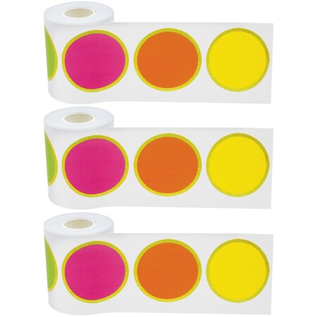 Teacher Created Resources Confetti Colorful Circles Straight Rolled Border Trim, 50 ft/Roll, PK3 TCR8926